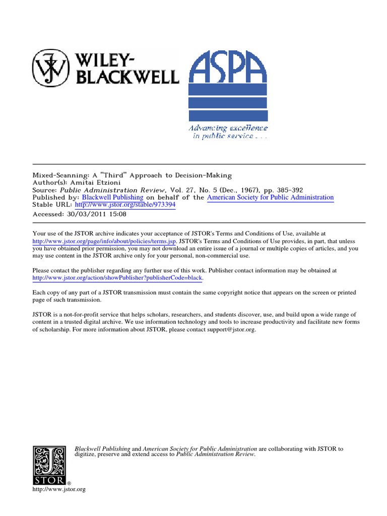 Mixed Scanning Etzioni PDF PDF Decision Making Public