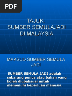 Sumber Semulajadi Di Malaysia