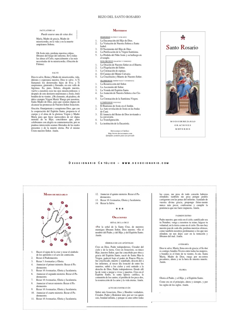 Folleto Completo del Santo Rosario | PDF | Oración | María, madre de Jesús