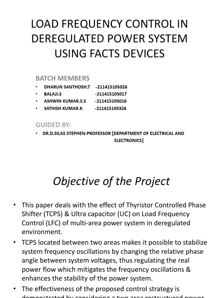 Load Frequency Control in Deregulated Power System Using Facts Devices ...