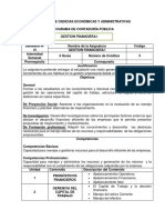 Plan de Asignatura Gestión Financiera I