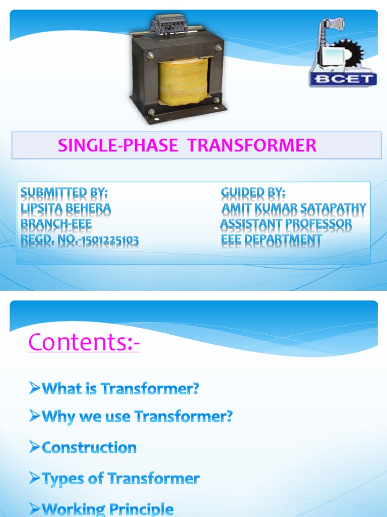 Single-Phase Transformer Overview | PDF