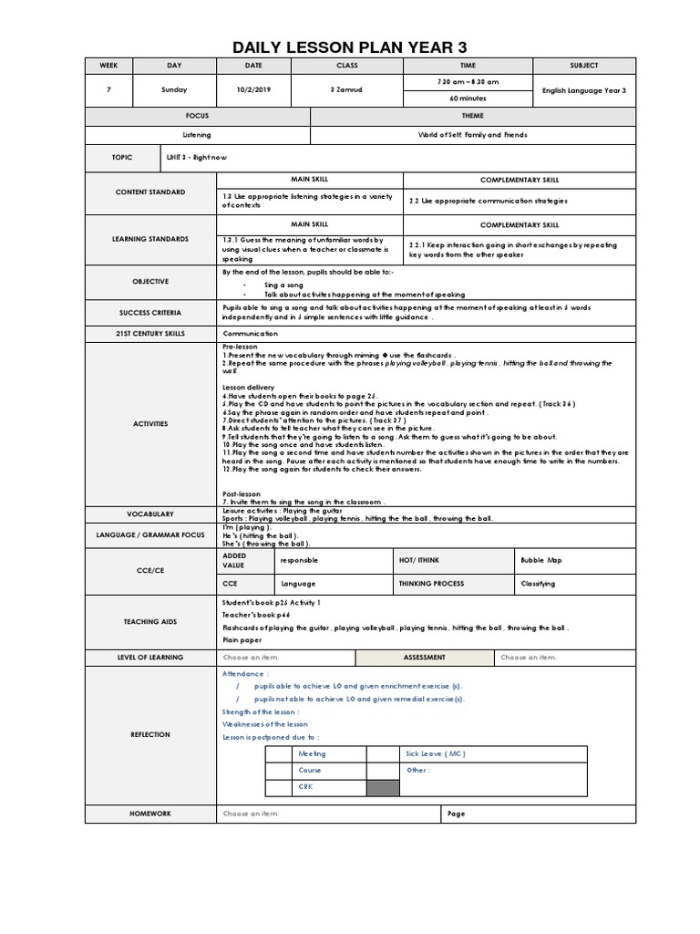 Year 3 English Lesson Plans Overview | PDF | Lesson Plan | Vocabulary