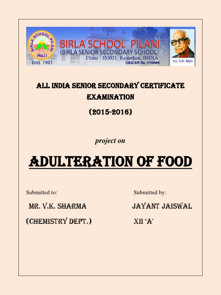 Food Adulteration Project Report | PDF | Wellness