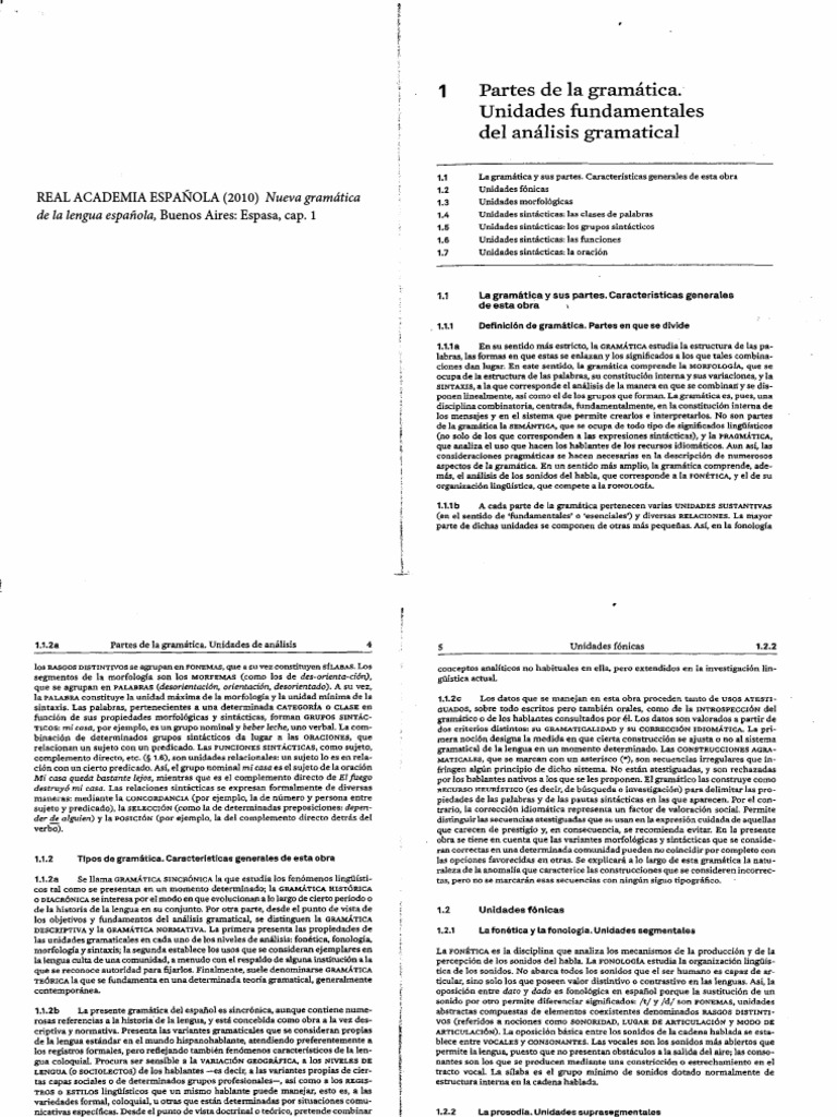 Folio 3 - Rae - Nueva Gramática de La Lengua Española - Cap 1 | PDF ...