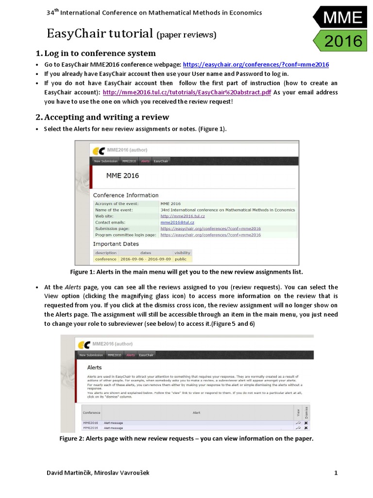 EasyChair Review Guide for MME 2016 | PDF | Menu (Computing) | Web Page