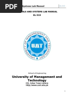 University of Management and Technology: Signals and Systems Lab Manual Signals and Systems Lab Manual EL-315