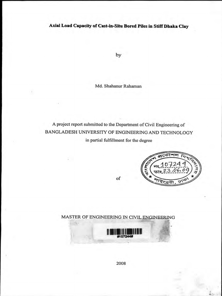 Axial Load Capacity of Cast-In-Situ Bored Piles in Stiff Dhaka Clay PDF ...