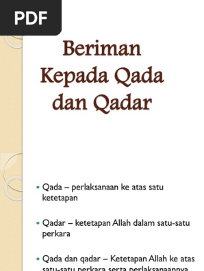 Beriman Kepada Qada Dan Qadar