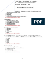 University of Lethbridge Department of Economics ECON 1012 Introduction To Macroeconomics Instructor - Michael G. Lanyi