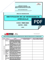 Identificación de Las Necesidades de Aprendizaje Primer Grado Comunicación