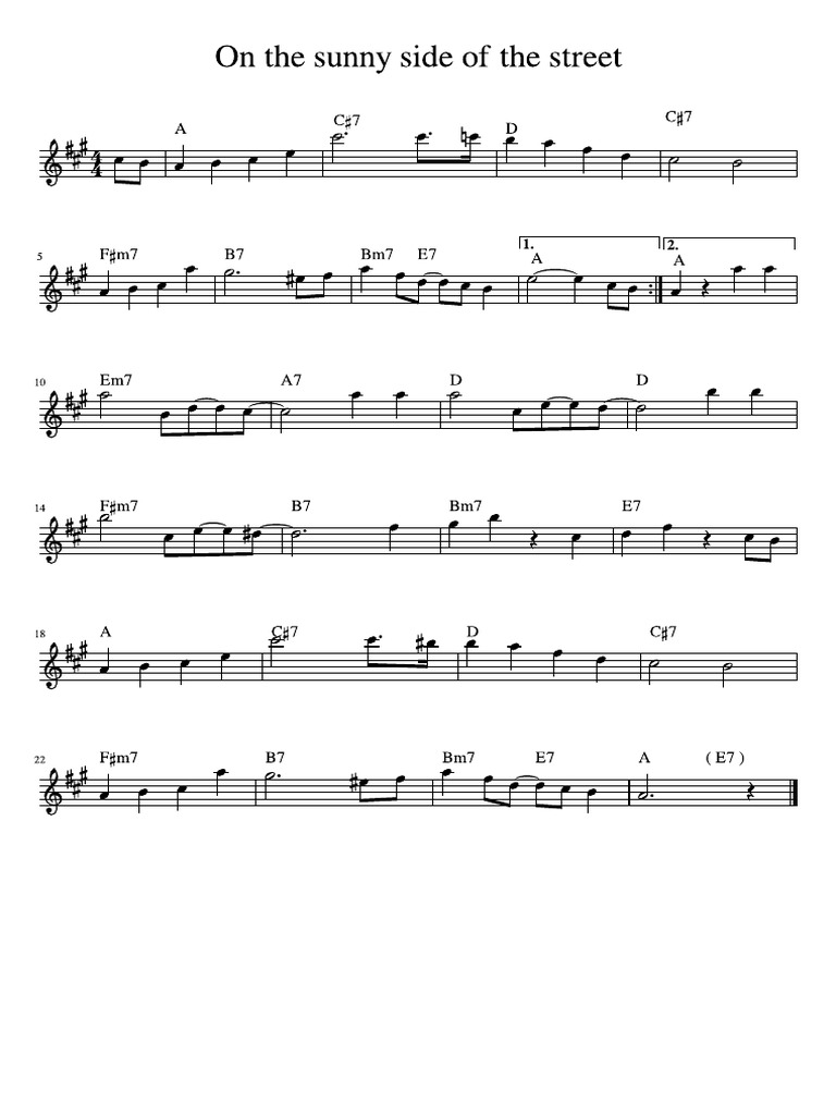 On The Sunny Side Of The Street Eb Pdf Pdf