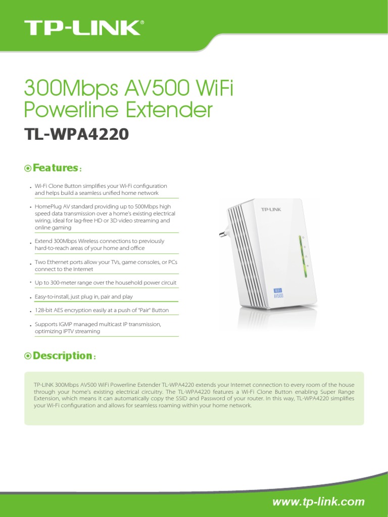 Tl-Wpa4220 (Eu v1 Datasheet | PDF