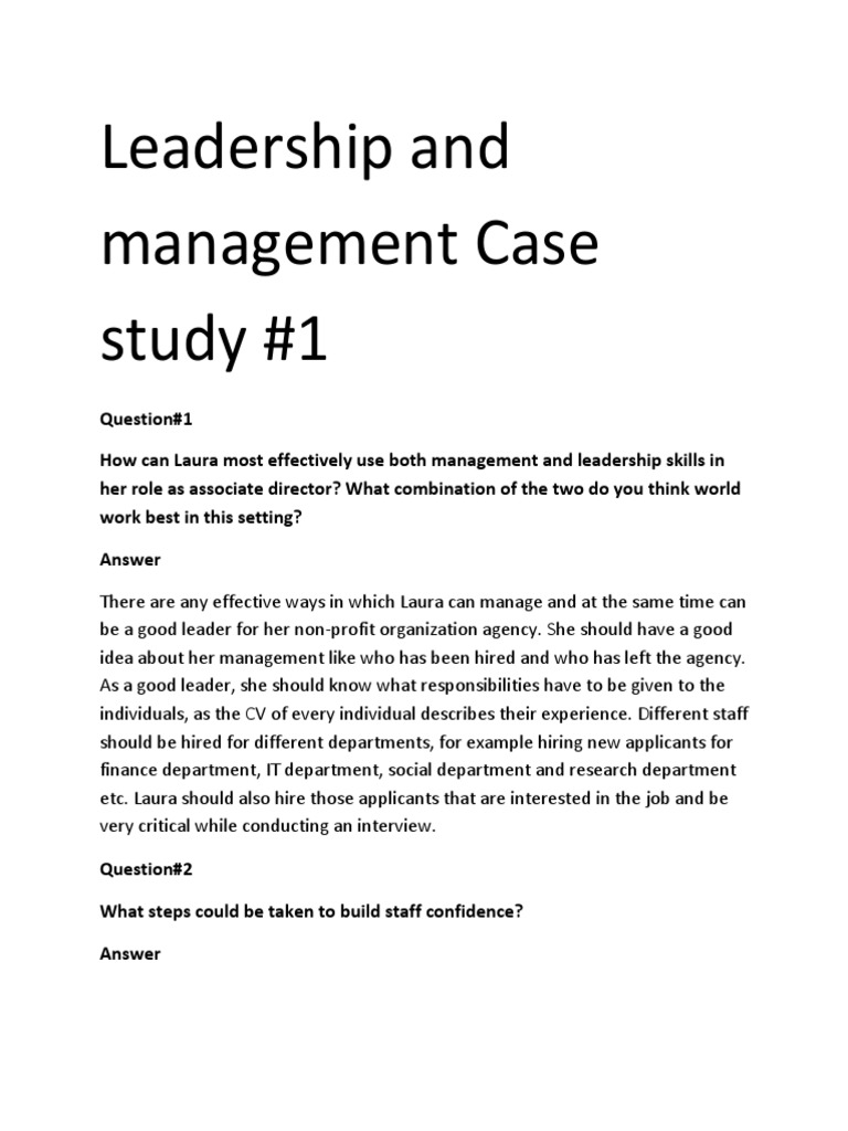 leadership quiz with case study