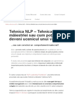 Tehnica NLP - Tehnica Maiestriei - Studiu de Caz