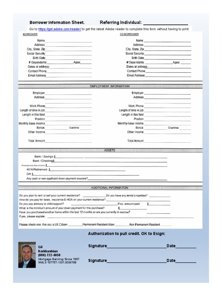 Gil Kerkbashian Home Loan Information Sheet PDF Loans Mortgage Loan
