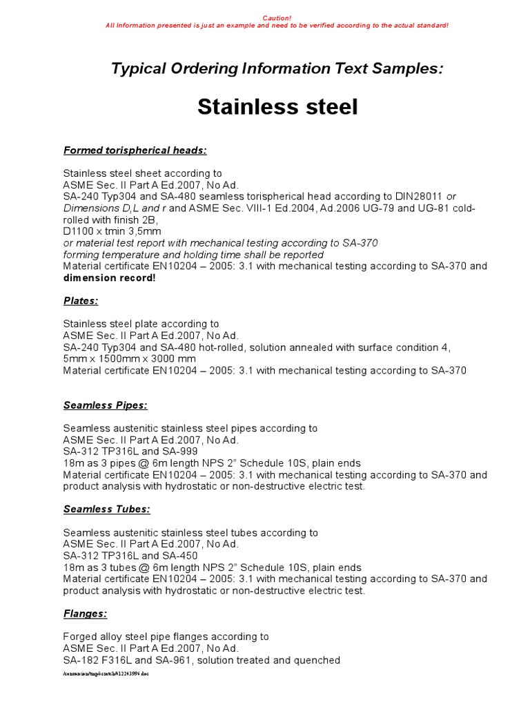 Ordering Info for Pipe Materials | PDF | Pipe (Fluid Conveyance) | Screw