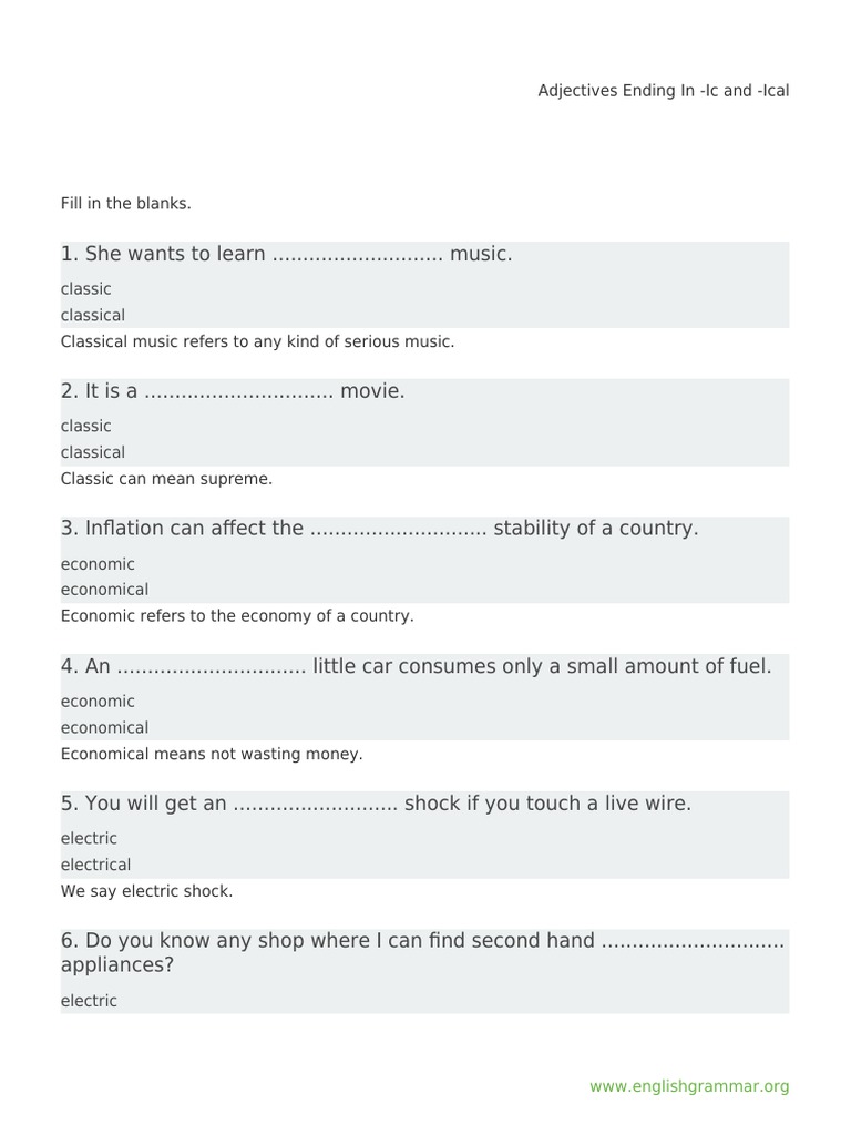 Distinguishing Between Adjectives Ending in Ic and Ical A Guide to
