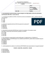 EVALUACIÓN de MATEMÁTICA Operatoria y Resolución de Problemas.