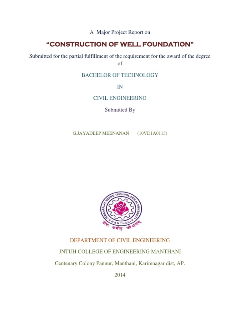 Well Foundation Construction Report | PDF | Deep Foundation | Concrete