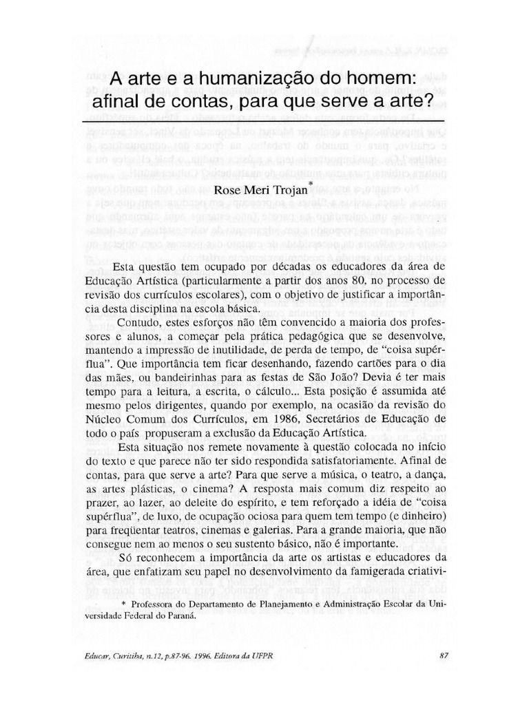 A Arte e A Humanização Do Homem | PDF
