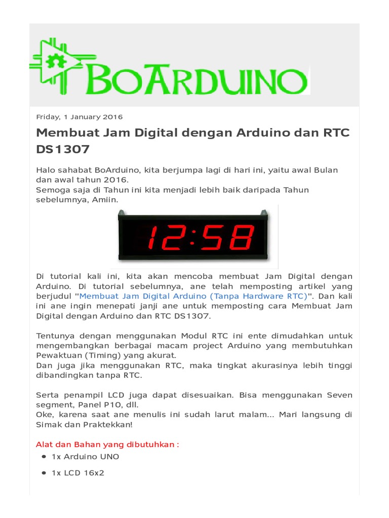 Membuat Jam Digital Dengan Arduino Dan RTC DS130 | PDF | Business
