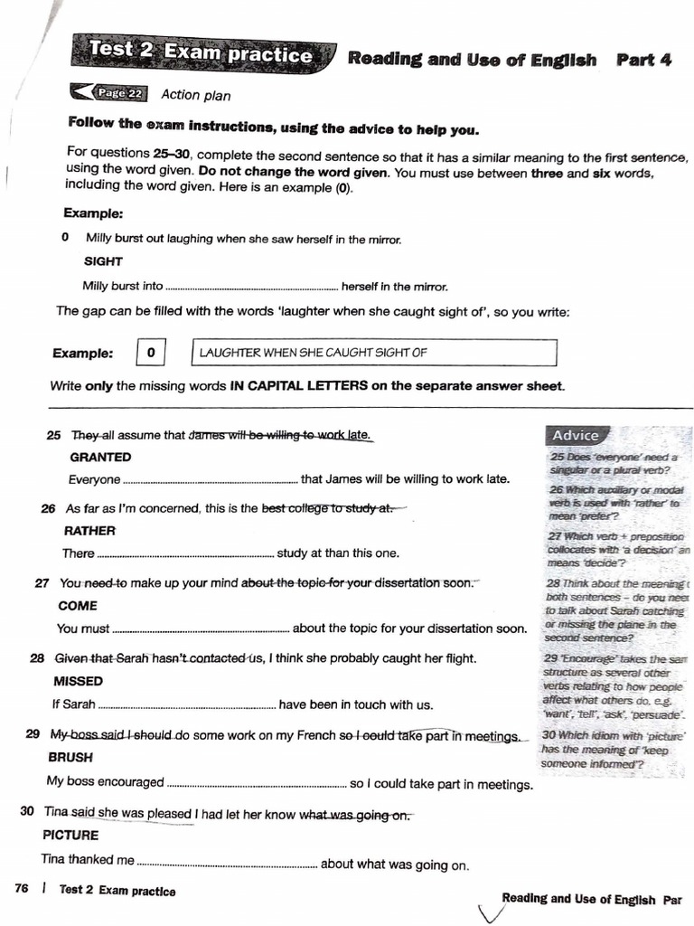 Exam Practice: English Sentence Completion | PDF