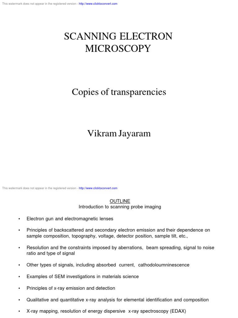 Scanning Electron Microscopy Overview | PDF | Scanning Electron ...