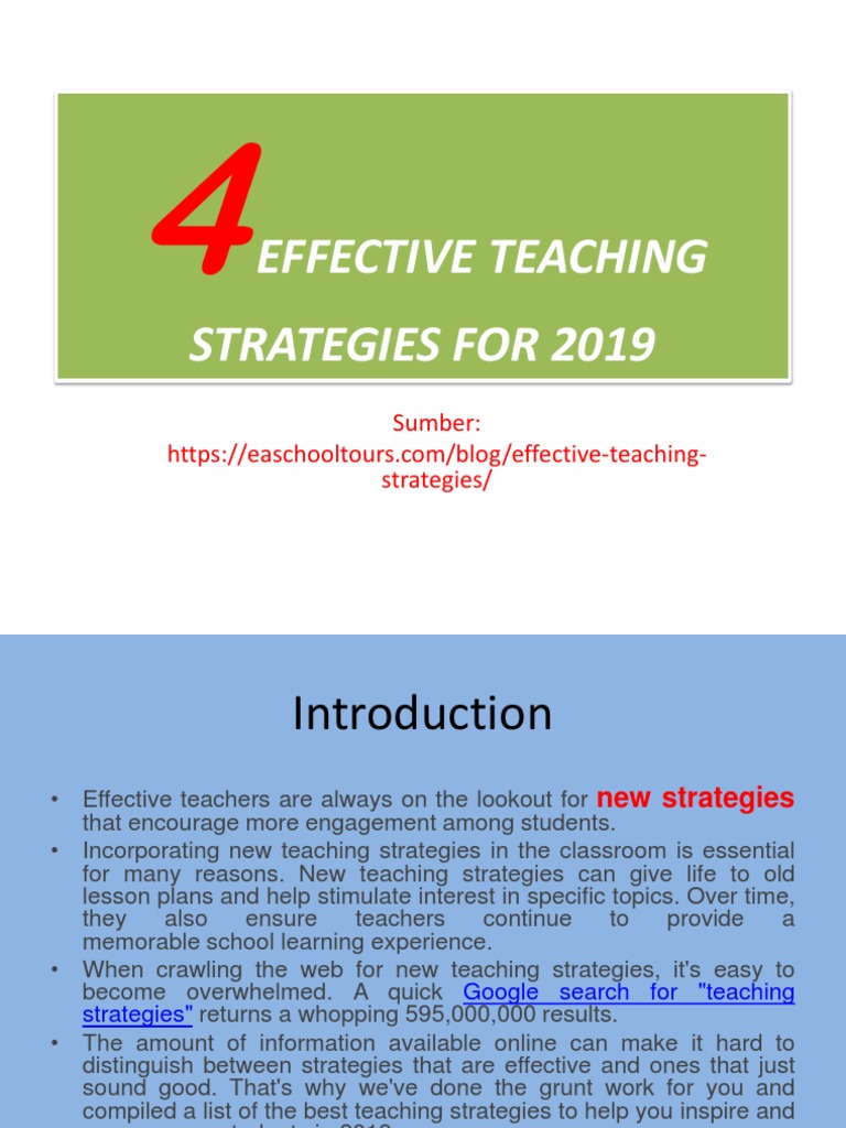 4 Effective Teaching Strategies For 2019 | PDF | Inquiry Based Learning ...