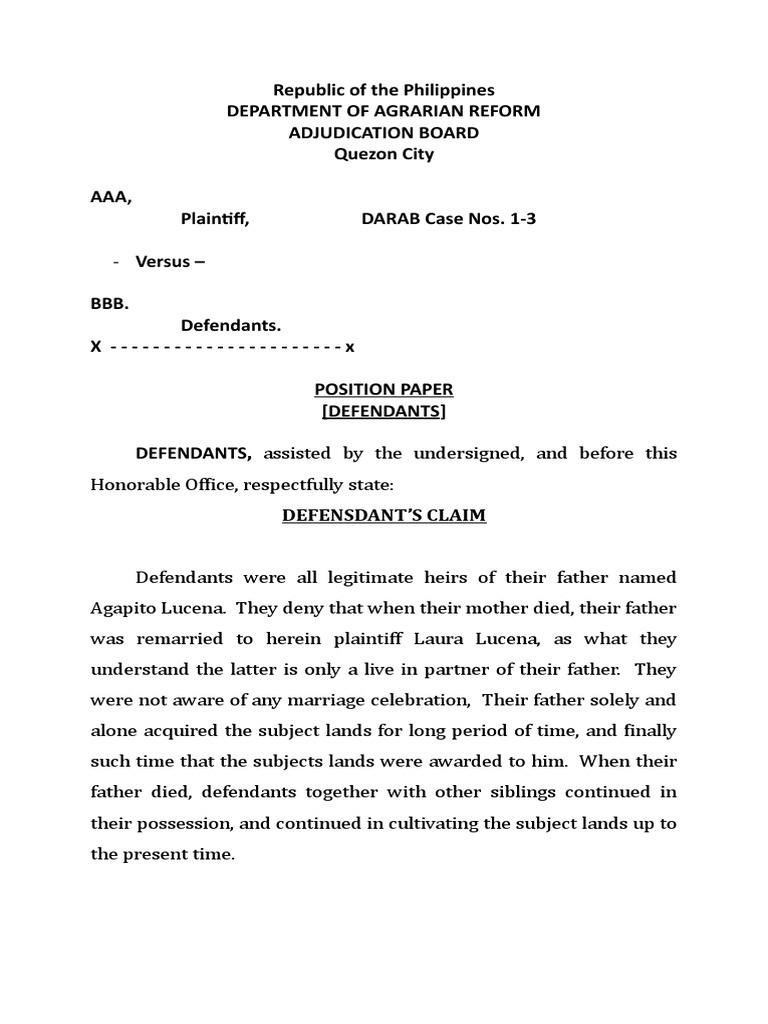 Darab Position Paper | PDF | Pleading | Complaint