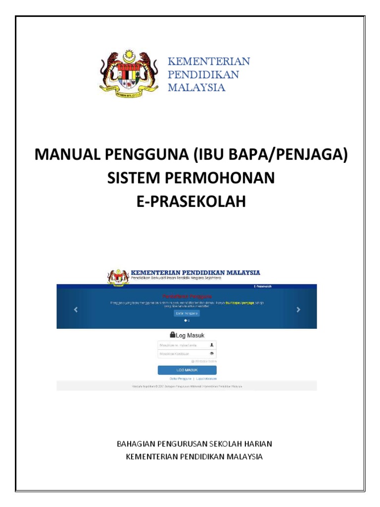 Manual Pengguna Dan Proses Permohonan Ke Prasekolah Kpm Bagi Kemasukan 2020 Pdf