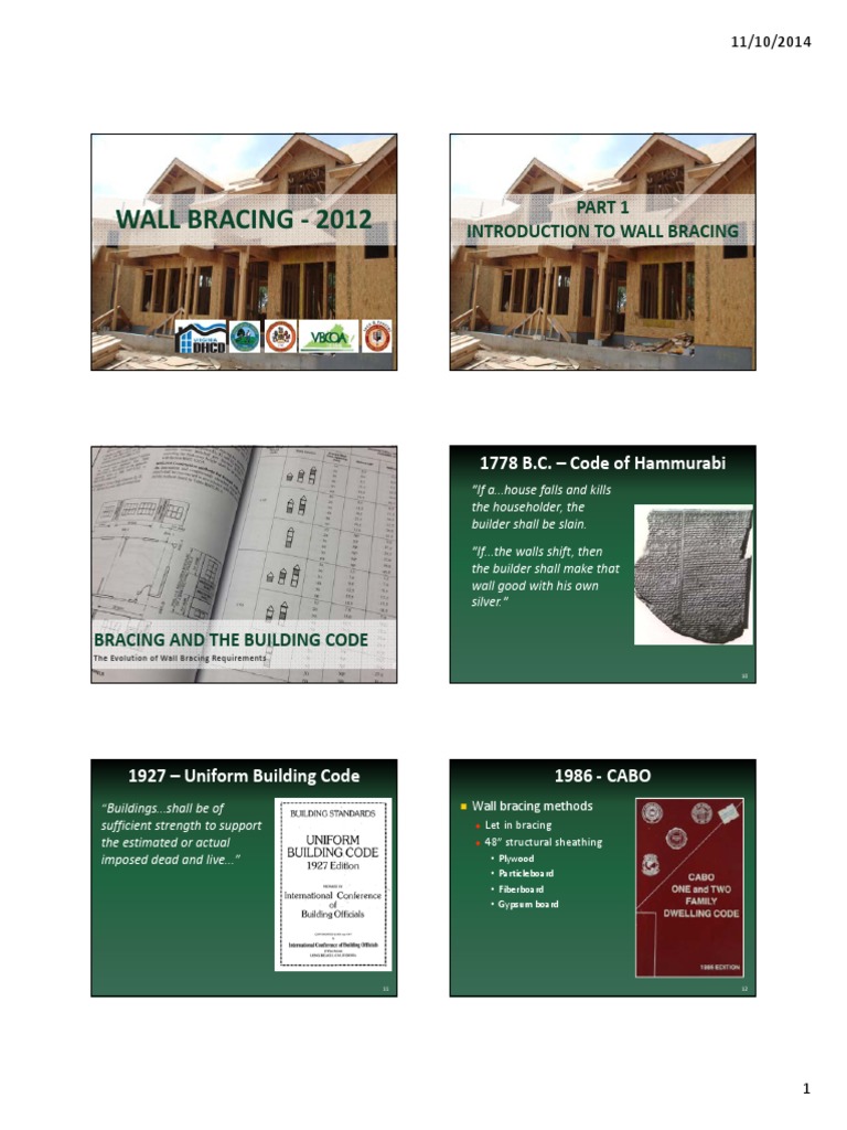Wall Bracing Methods and Codes | PDF | Wall | Framing (Construction)