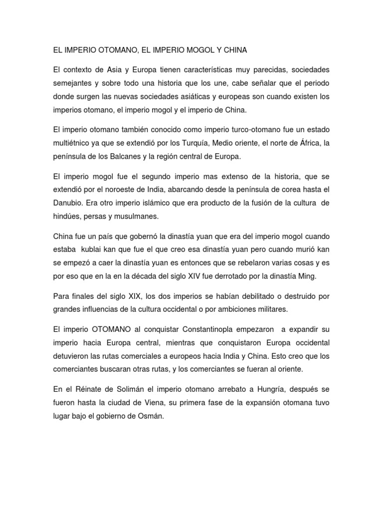 Imperios Otomano y Mogol: Historia y Reformas | PDF | imperio Otomano ...