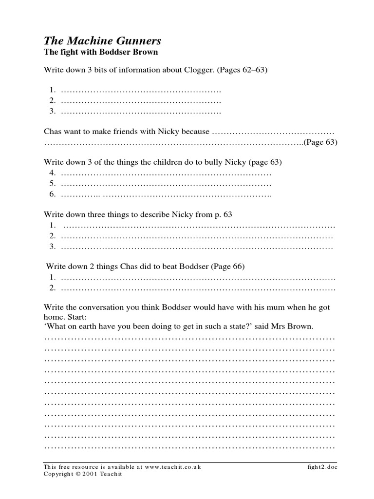 The Machine Gunner - The Fight With Boddser Brown - Differentiated ...