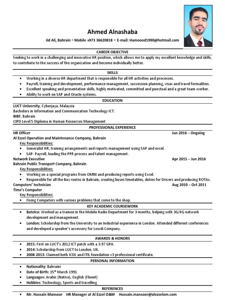 CV - Ahmed Alnashaba Nov 2018 PDF | PDF | Bahrain | Human Resources
