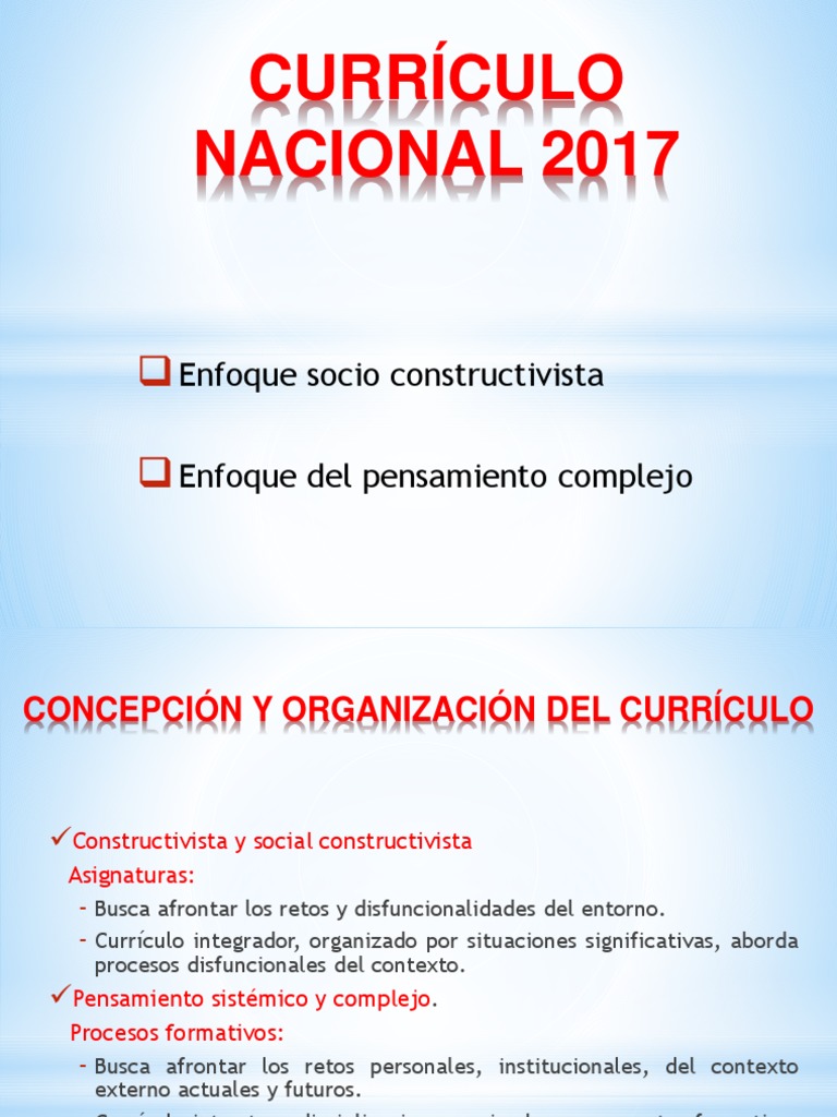 Currículo Nacional: Enfoque Constructivista | PDF | Plan de estudios ...