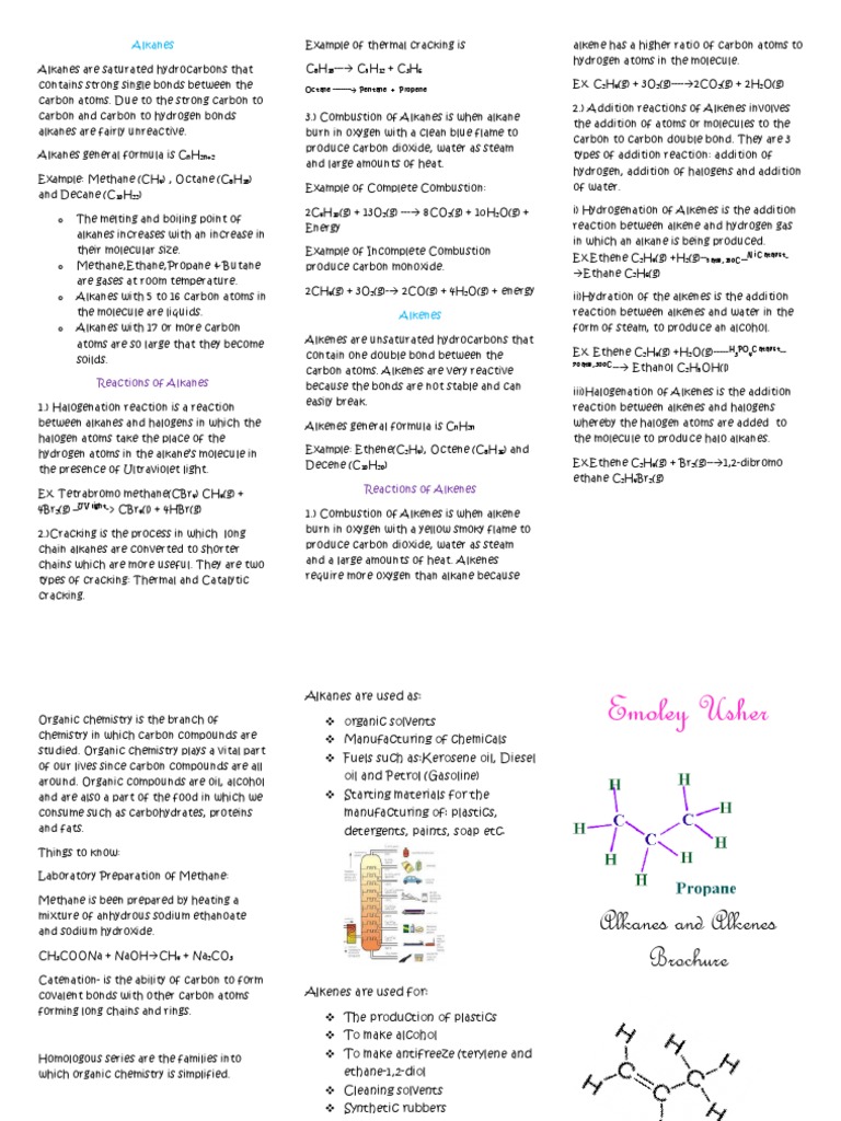 Alkanes and Alkenes Overview | PDF | Alkane | Alkene