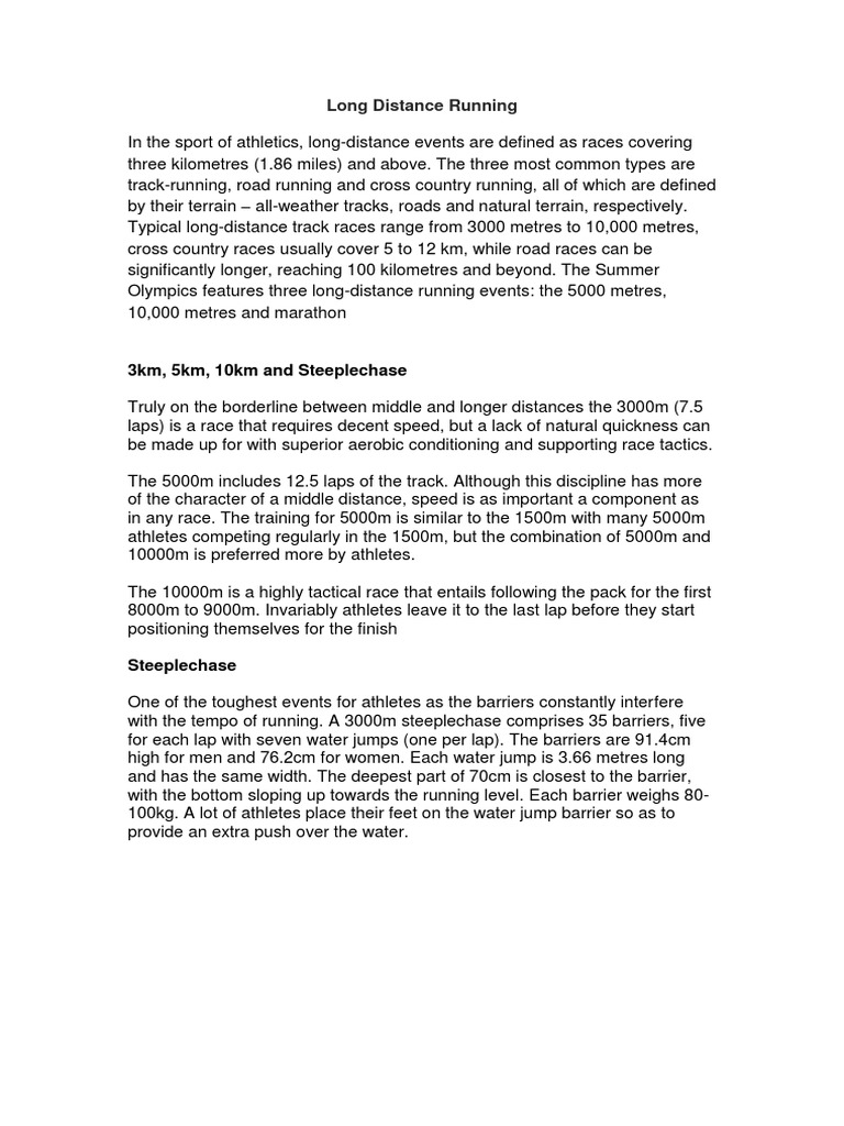 Long-Distance Running Events Explained | PDF