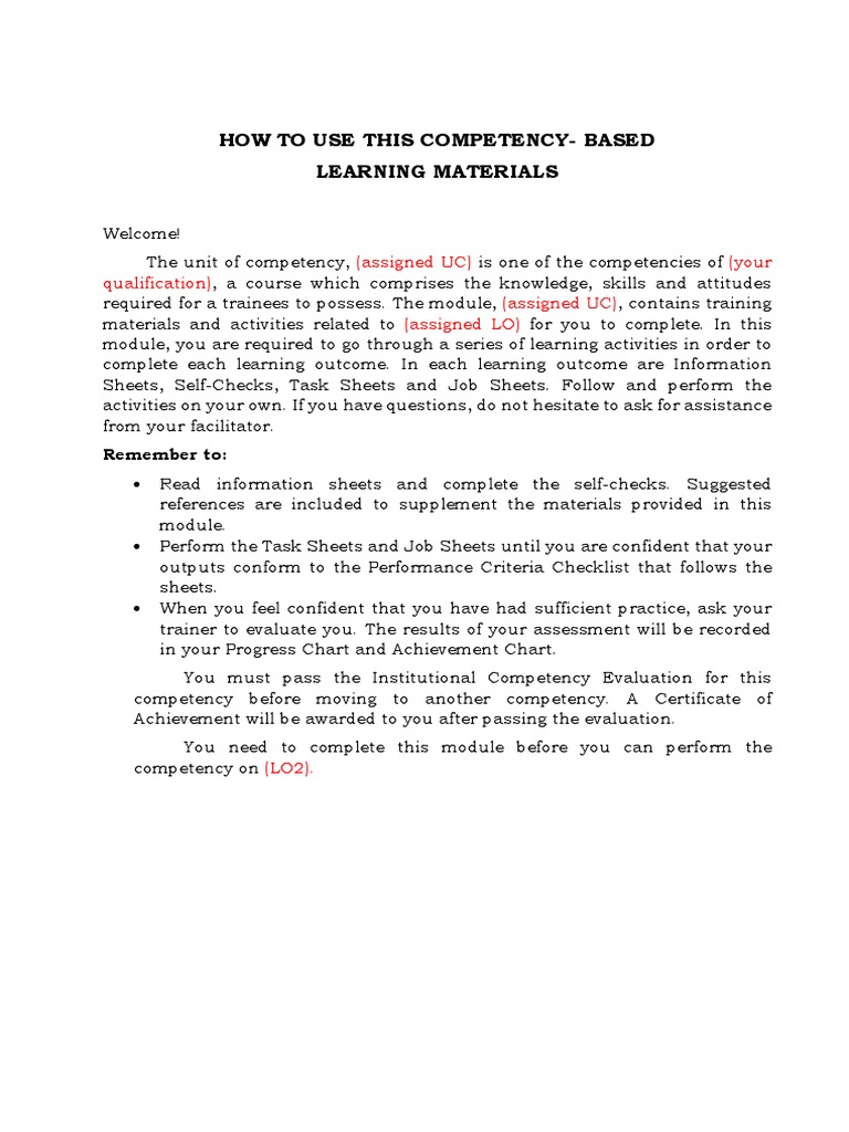 ACKNOWLEDGEMENT & How To Use The CBLM | PDF