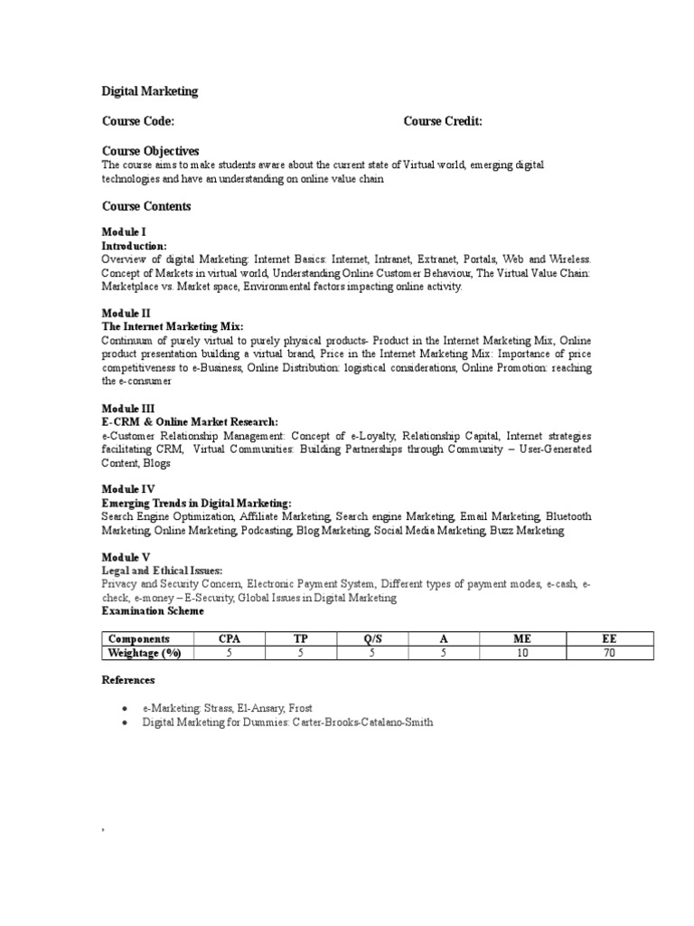 Digital Marketing Course Objectives | PDF | Technology & Engineering