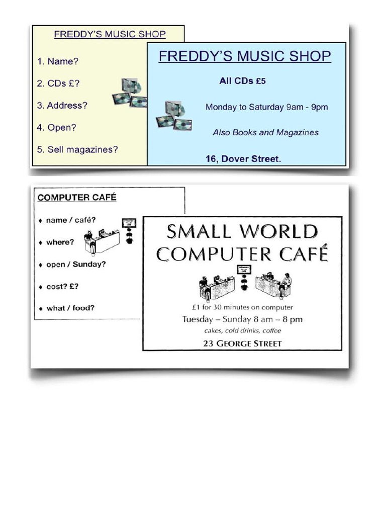 Ket Speaking Part 2 Cards Pdf