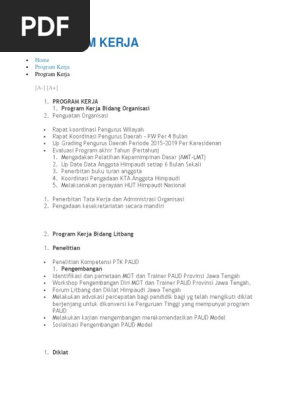 Program Kerja Himpaudi Kab 2019
