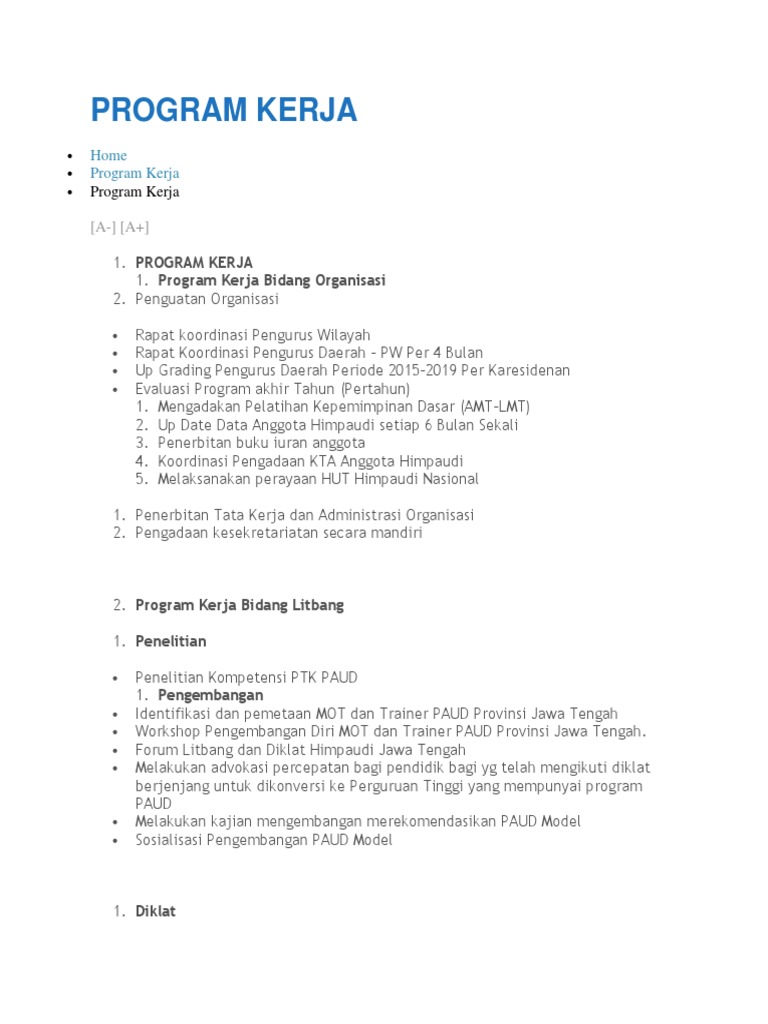 Program Kerja Himpaudi Kab 2019
