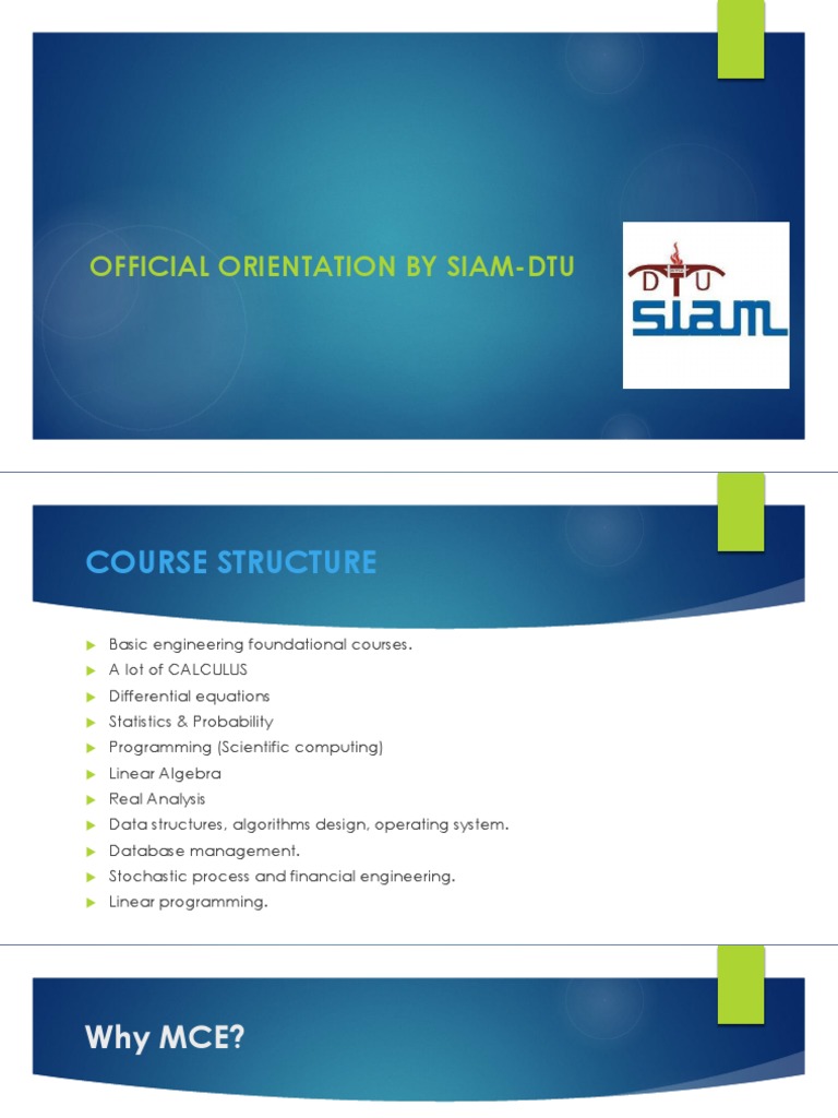 SIAM-DTU Orientation Course Overview | PDF