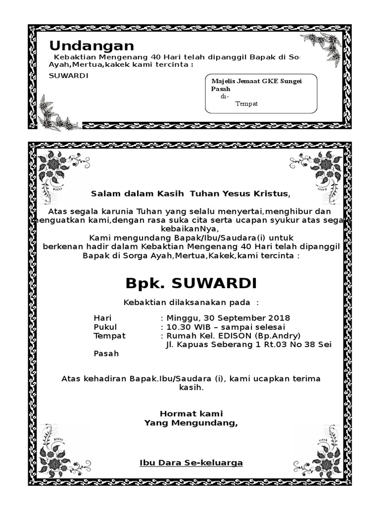 Undangan 40 Hari