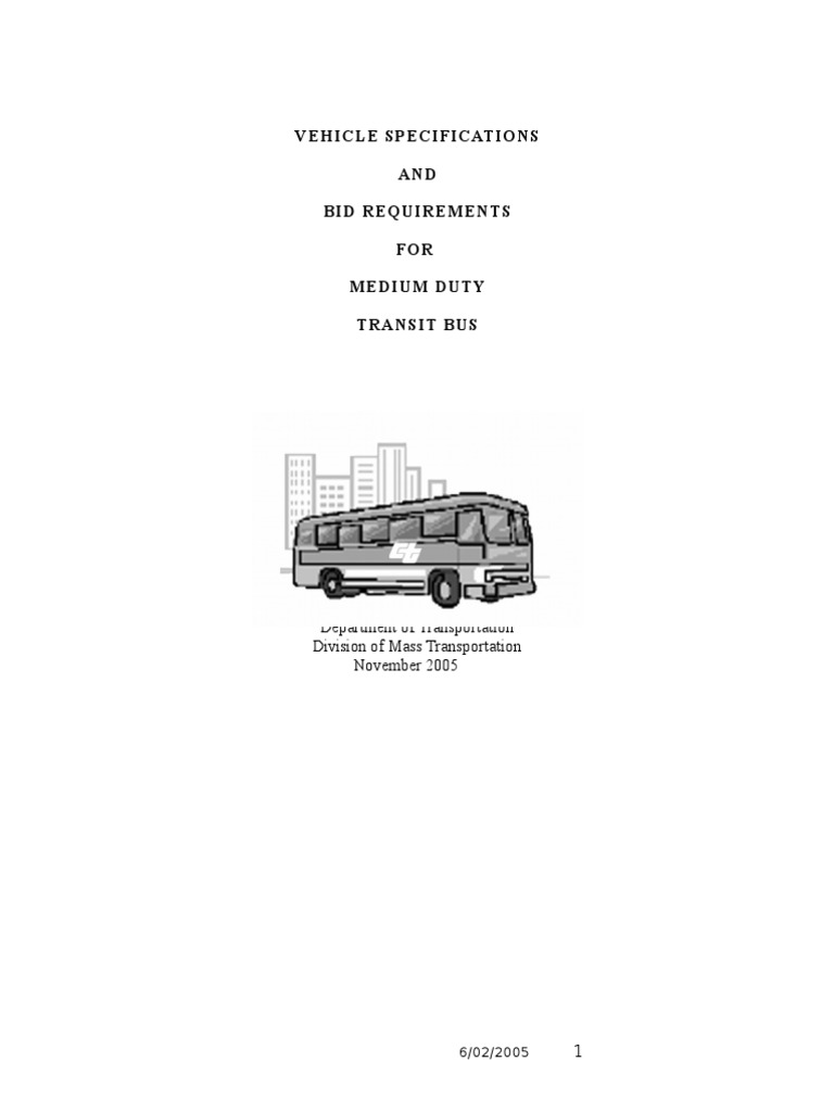 Medium Duty Transit Bus Specifications | PDF | Electrical Wiring | Window