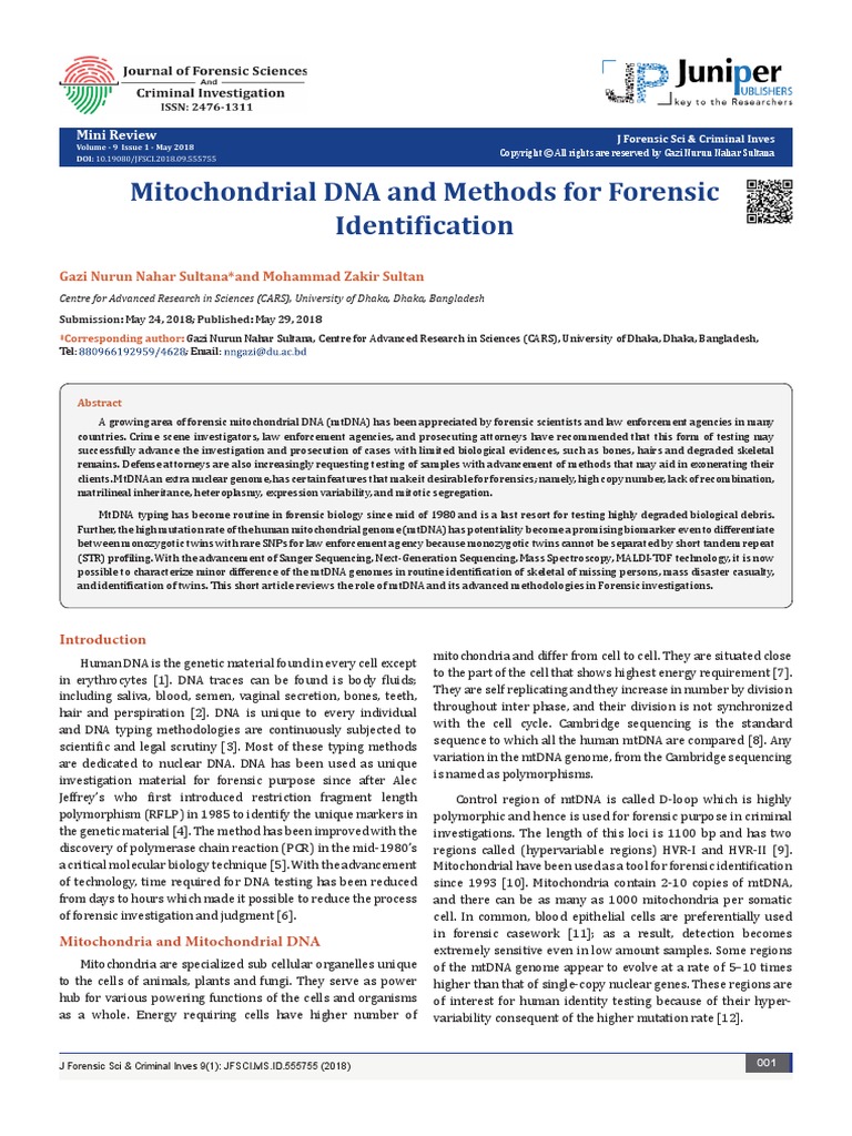Mitochondrial DNA and | PDF | Dna Sequencing | Mitochondrial Dna