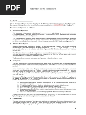 Retention Bonus Agreement - Template