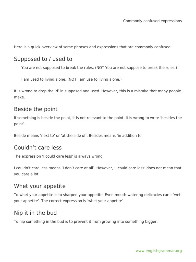 Commonly Confused Expressions Explained | PDF