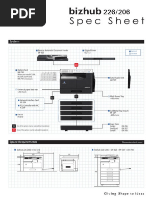 Konica Minolta Bizhub 206/226 Specs | PDF | Image Scanner